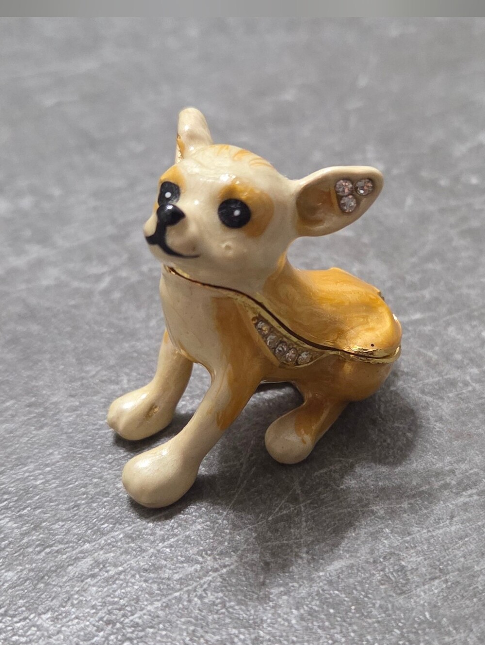 Decorative Chihuahua Dog Trinket Box - Cream and Gold
